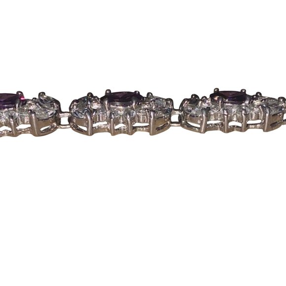 Elegant Silver Bracelet With Purple & Clear Gemstones - Picture 11 of 11